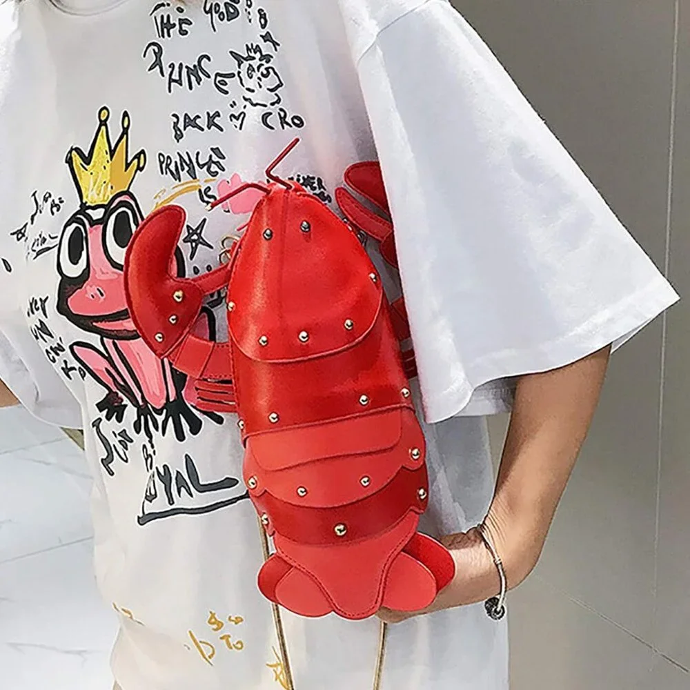 Crab Handbag Crayfish Shells Crossbody Bag Novelty Animal Shaped Purse Detachabl - Picture 3 of 5